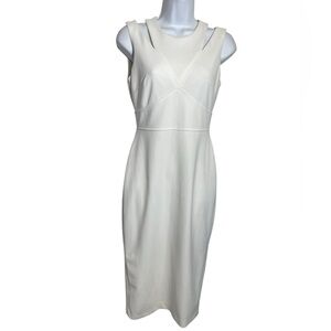 Calvin‎ Klein Dress size 2 Stunning White Sheath Midi Dress w/Slit Shoulders🩷